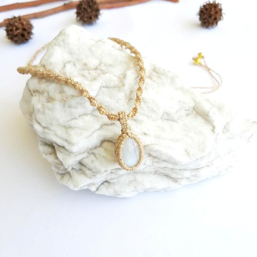 Collar Macramé Piedra Natural Labradorita Blanca - Imagen 2