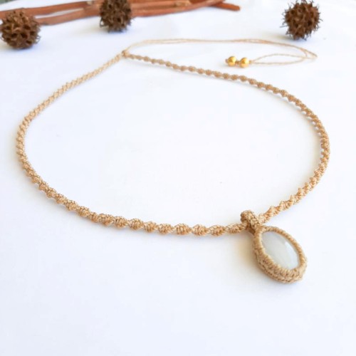 Collar Macramé Piedra Natural Labradorita Blanca - Imagen 4