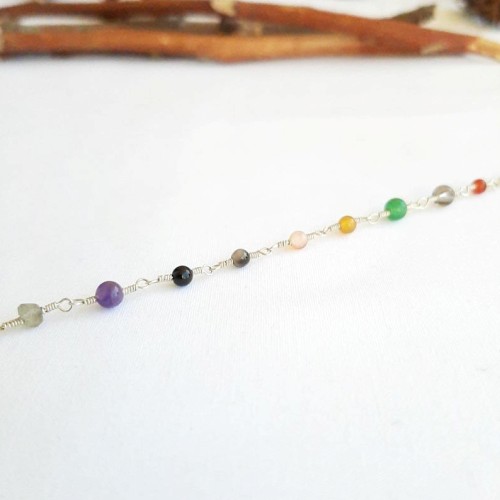 Pulsera de plata y piedra natural - Imagen 2