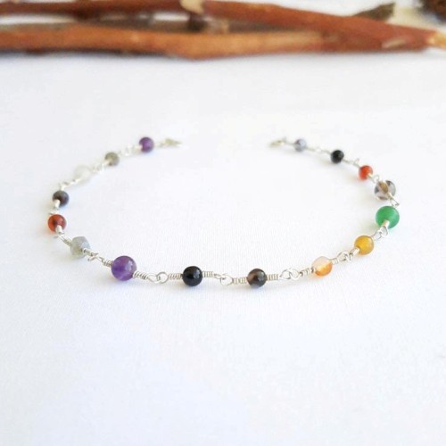 Pulsera de plata y piedra natural