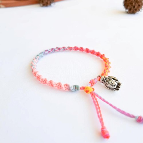 Pulsera Macramé Cromoterapia con Dije Buda Mano de Fátima - Imagen 2