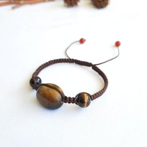 Pulsera de Ojo de Tigre en Macramé - Imagen 2