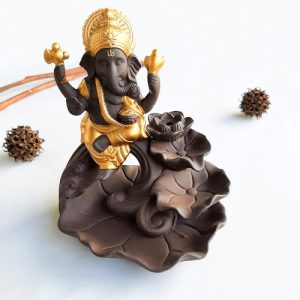 Porta Incienso Cascada Ganesha dorado - Casa Mannaz Tienda esotérica Chile