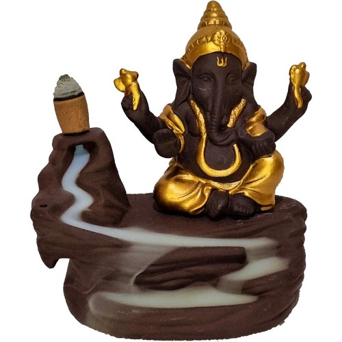 Porta Incienso Cascada Ganesha dorado - Imagen 2