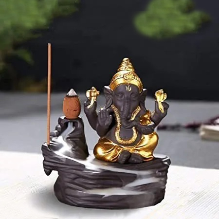 Porta Incienso Cascada Ganesha dorado - Imagen 3